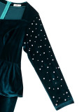 Women Elegant Long Sleeve Beaded Dress