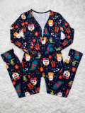 Christmas Women casual printed long sleeve jumpsuit