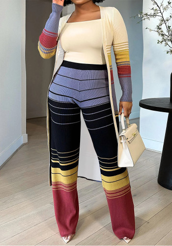 Plus size Women long sleeve open top and pant elegant two-piece set