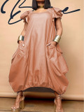 Fashion Solid Color Loose Plus Size Dress