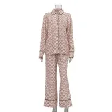 Spring And Autumn Printed Casual Fashion Loose Long Sleeve Shirt Trousers Women's Two-Piece Suit