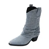 Pointed Mid-Tube Stacked Boots Women Autumn Thick Heel Martin Boots High Heel Denim Boots