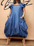 Fashion Solid Color Loose Plus Size Dress