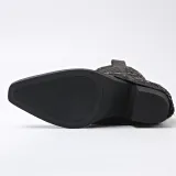 Pointed Mid-Tube Stacked Boots Women Autumn Thick Heel Martin Boots High Heel Denim Boots