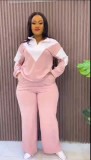 Long Sleeve Casual Sports Turndown Collar Two Piece Tracksuit