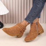 Autumn And Winter Plus Size Women's Belt Buckle Decorated Fashion Boots