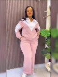 Long Sleeve Casual Sports Turndown Collar Two Piece Tracksuit