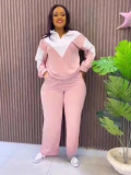 Long Sleeve Casual Sports Turndown Collar Two Piece Tracksuit