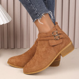 Autumn And Winter Plus Size Women's Belt Buckle Decorated Fashion Boots
