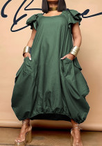 Fashion Solid Color Loose Plus Size Dress