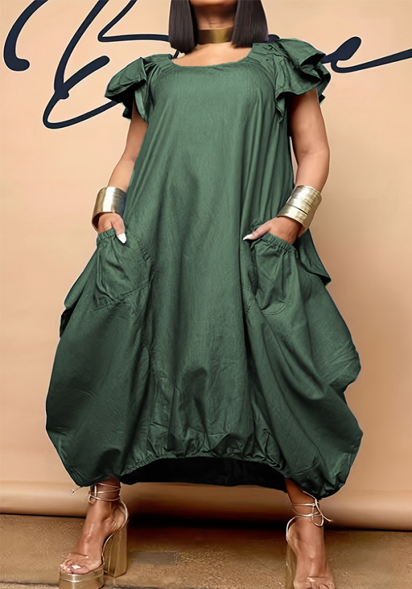 Fashion Solid Color Loose Plus Size Dress