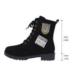 Winter Thick Sole Lace-Up Low Heel Decorated Martin Boots Women's Shoes