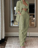 Women Fashion Solid Casual Blazer and Pant Two-piece Set
