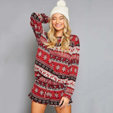 Women's Printing Long-Sleeved Loose Christmas Home Suit