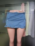 Fashion Sexy Tight Fitting Women's Trendy Solid Color Elastic Button Denim Short Skirt