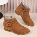 Autumn And Winter Plus Size Women's Belt Buckle Decorated Fashion Boots