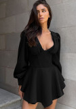 Women Fall V-Neck Gathered Bodycon Dress