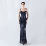 Plus Size Women Sequined Formal Party Maxi Evening Dress