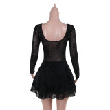 Women Sexy Hollow Mini Bodycon Dress