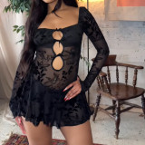 Women Sexy Hollow Mini Bodycon Dress