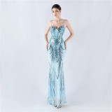 Plus Size Women Sequined Formal Party Maxi Evening Dress