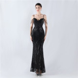 Plus Size Women Sequined Formal Party Maxi Evening Dress
