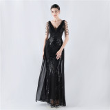 Plus Size Women Sequined Formal Party Maxi Evening Dress