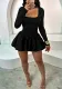 Women Fall and Winter Long Sleeve Flower Bud Strap Dress