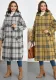 Women Winter Turndown Collar Hooded Plaid Coat