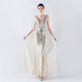 Plus Size Women Sequined Formal Party Maxi Evening Dress