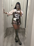 Women summer street camouflage v-neck Casual Patchwork printed short-sleeved T-shirt