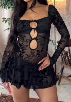 Women Sexy Hollow Mini Bodycon Dress