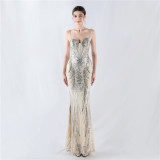 Plus Size Women Sequined Formal Party Maxi Evening Dress