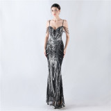 Plus Size Women Sequined Formal Party Maxi Evening Dress