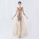 Plus Size Women Sequined Formal Party Maxi Evening Dress