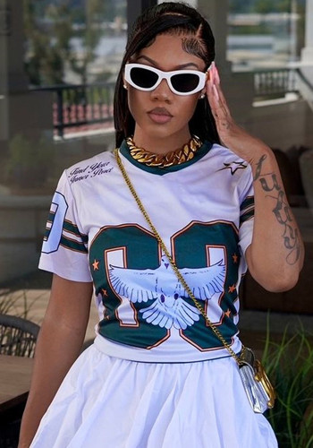Women summer Casual street printed short-sleeved T-shirt