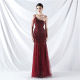 Plus Size Women Sequined Formal Party Maxi Evening Dress