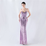 Plus Size Women Sequined Formal Party Maxi Evening Dress