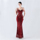 Plus Size Women Sequined Formal Party Maxi Evening Dress