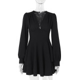 Women Fall V-Neck Gathered Bodycon Dress