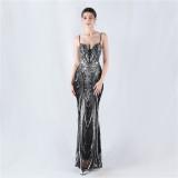 Plus Size Women Sequined Formal Party Maxi Evening Dress