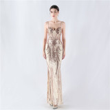 Plus Size Women Sequined Formal Party Maxi Evening Dress