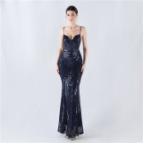 Plus Size Women Sequined Formal Party Maxi Evening Dress