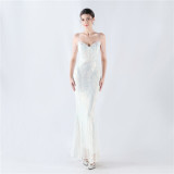 Plus Size Women Sequined Formal Party Maxi Evening Dress