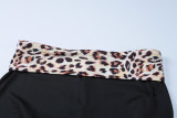 Women Winter Print Patchwork Long Sleeve Round Neck Top and Bell Bottom Pants Two-piece Set