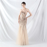 Plus Size Women Sequined Formal Party Maxi Evening Dress