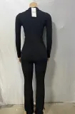 Women turndown collar knitting long sleeve top and Pants two-piece suit