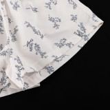 Puff Sleeve Ruffled Puff Shirt Printed Shorts Two Piece Set