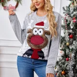 Loose Casual Parent-Child Autumn Winter Lantern Gray Pullover Christmas Knitting Sweater