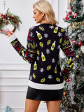 Women Autumn Winter Casual Santa Claus Jacquard Pullover Long-Sleeved Christmas Sweater